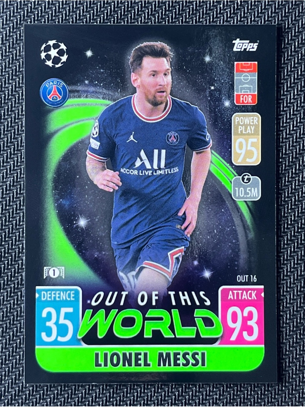 Lionel Messi Out of this World 2021-22 Topps Match Attax Extra #OUT16 PSG UCL